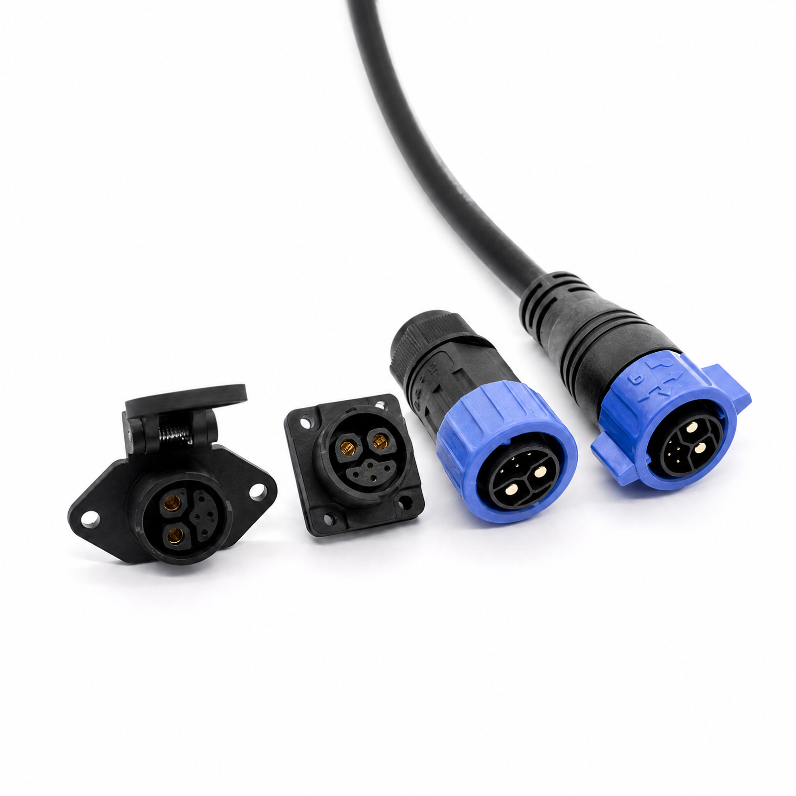 Waterproof panel and cable connector assembly components
