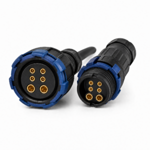 M16 self-locking hybrid waterproof connector with 2 power and 4 signal contacts