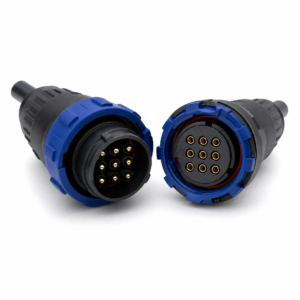 M20 self-locking 9-pin waterproof connector with blue quick-lock ring